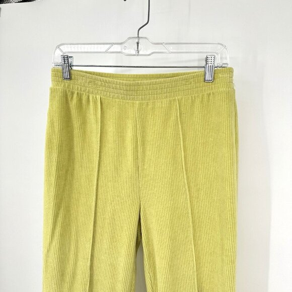 AERIE pants flare pull on elastic waist lounge ribbed gym neon yellow short M - Picture 3 of 10